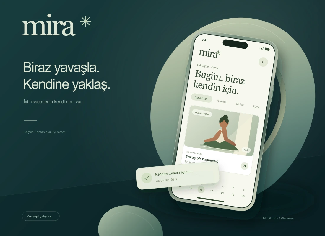 Mira için tasarlanan mobil deneyim konsepti